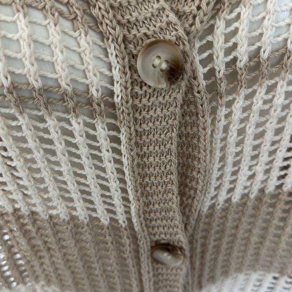 Le Lis Beige and Cream Striped Knit Button Front Sweater XS-M - Picture 3 of 6